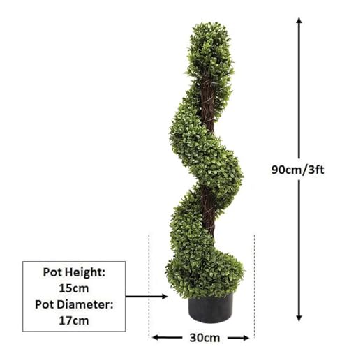 2 x künstliche Buchsbaum-Spiralbäume (90 cm)