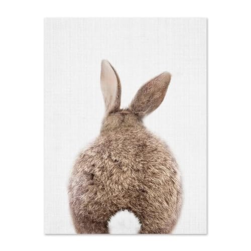 Queue de lapin marron tableau encadré pour habiller un mur vide de chambre ou salon