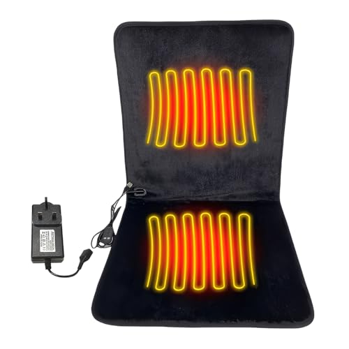 Heated Seat Cushion, Afenau 17 * 35.5In Heated Chair Pad with 3 Temperatures Levels, USB AC/DC Heated Chair Cover, Fast Heating Heated Seat Pad for Office Chair and Home (Black)