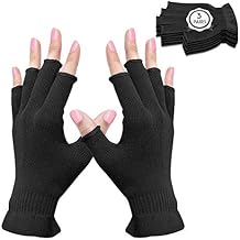 MIG4U 3 Pairs Fingerless Moisturizing Gloves, Half Finger Touchscreen Beauty Glove for SPA, Eczema, Dry Hands, Skin Treatment, Summer Sun UV Protection L/XL, Black-3pairs