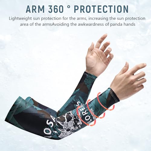 Image of Proberos UPF50+ Balaclava for Men & Arm Sleeves Set, UV Protection Cycling Face Mask with Anti-Slip Tech, Cool Breathable Face Mask, Fancy Print Print Design for Hiking /Running