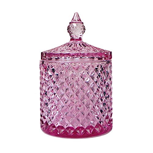Sizikato Diamond Faceted Crystal Glass Candy Jar With Lid, Colorful Decorative Jar, Jewelry Box, Cotton Swab Storage Holder. #TOP12