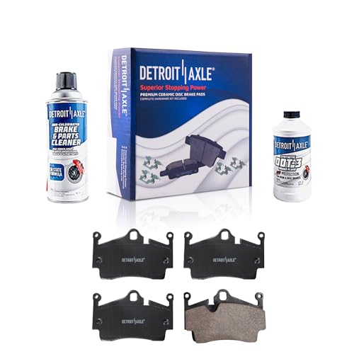 Image of Detroit Axle - Rear Ceramic Brake Pads with Hardware Set Replacement for Porsche 718 Boxster Cayman - 4pc Set