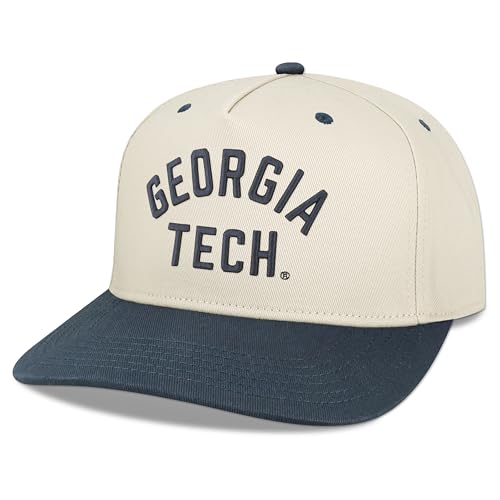 Legacy NCAA Officially Licensed Baseball Hat Georgia Tech Yellow Jackets Lightweight Cap for Men & Women Heritage Twill Adjustable (HTA) Stone/Navy One Size Fits Most Adjustable Closure