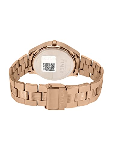 Image of TIMEX Analog Watch for Man with Black Round Dial & Rose Gold Stainless Steel Bracelet Band Water Resistant Men's Wrist Watches - TWTG73SMU04