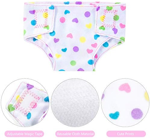 Diealles Shine 4 Pieces Baby Doll Nappies and 2 Pieces Baby Doll Bibs for Dolls , Doll Accessories Set for 14-16 Inch Dolls