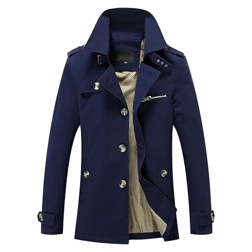Trench mi-long en coton haut de gamme doté d'un revers élégant à simple boutonnage