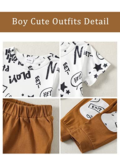 Sunny Piggy 24 Month Boy Clothes 2-3T Toddler Boy Clothes Little Boy Outfits Summer Short Sleeve Shirt Baby Boy's Clothing Dinosaur Print Top Black Kids Long Pant Set #TOP2
