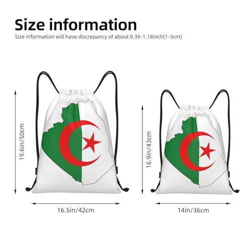 Algeria Flag Map print Drawstring Bag Sack Gym Bag Ditty Bag for Gym Traveling, Hiking, Yoga, Shopping for Adult4