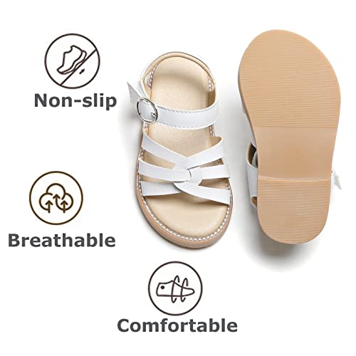 Image of THEE BRON White Flower Girl Wedding Princess Sandals Toddler /Little Girl(2210,White /10M)