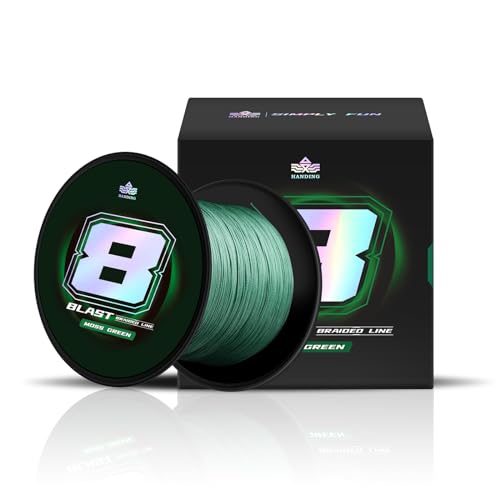 HANDING Blast Braided Fishing Line, 8 Strands, Ultra-Strong & Ultra-Thin Diameter, HyperOSi Coating, Water Resistant, Abrasion Resistant, No Stretch, Low-Vis Moss Green