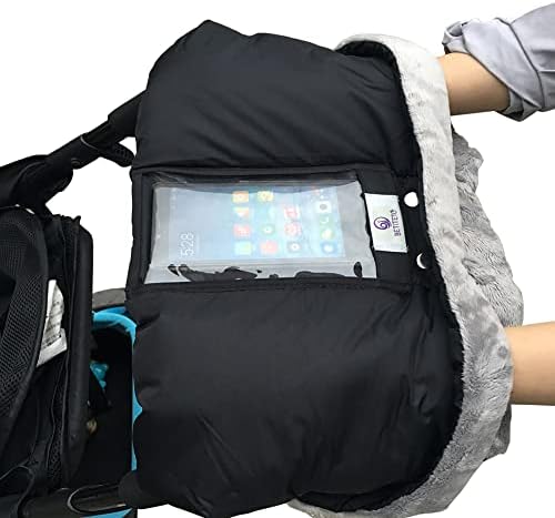 Fleece Stroller Hand Muff, BETITETO Winter Anti-Freeze Gloves for Baby Stroller Jogger Pram Water Resistant Warmer Gift for Parents and Caregivers (Black)