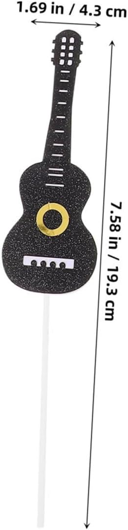Music Notes Cake Toppers Guitar Cupcake Decorations for Birthday Party Musician Theme, Non-edible Cake Topper Set with 8 Pieces for Party Dessert Table