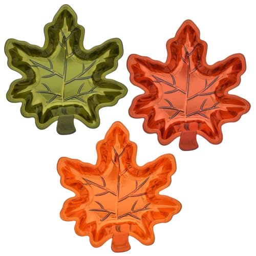 A1U Metallic Plastic Leaf Dishes, Fall Autumn Harvest Thanksgiving Halloween