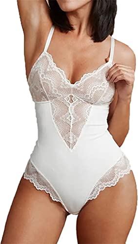 Audinpu 2022 Sommer Sexy Spitzenbody mit Bauchkontrolle, Rückenfreier Body Shaper, Sexy Spitzenbody mit Bauchkontrolle für Frauen(XXL,White) Cover