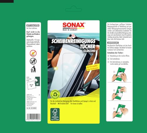 Scheibenreiniger von SONAX – 10 Reinigungstücher für Glasflächen