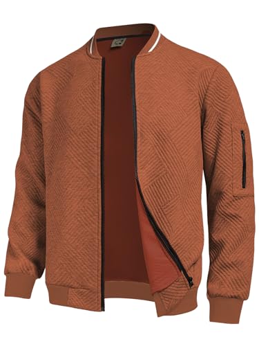 Hardaddy Men's Lightweight Bomber Jacket Textured Casual Varsity Coat DeepKhaki XXL