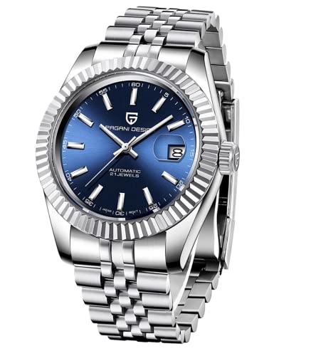 Pagani Design Men Pd-1645 Datejust (Japan Miyota 8215 Automatic Movement) Mechanical Analog Watch 200M Waterproof Watch Stainless Steel Watch Fluted Bezel (Blue Dial - Jubilee Bracelet) (B09TW75T14) Amazon Price History, Amazon Price Tracker