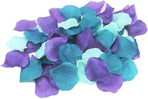 ALLHEARTDESIRES 900 Pack Mixed Purple Turquoise Teal Party Flower Petals for Wedding Centerpieces Under The Sea Mermaid Baby Shower Birthday Bridal Shower Party Decoration image 3