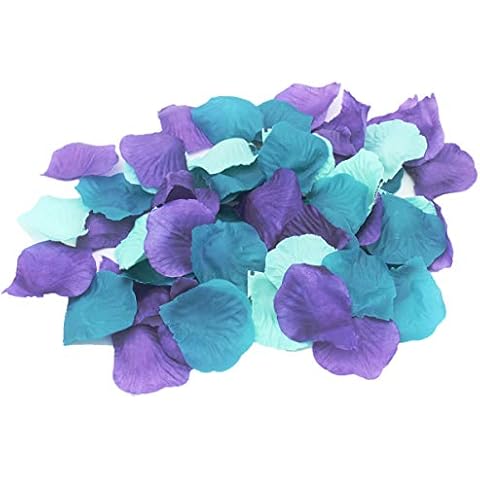 ALLHEARTDESIRES 900 Pack Mixed Purple Mint Teal Silk Artificial Flower Petals for Wedding Centerpieces Under The Sea Mermaid Baby Shower Birthday Bridal Shower Party Decoration Cover