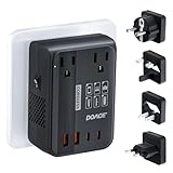 DOACE 220V to 110V Converter 350W Voltage Converter US to Europe for Hair Straightener/Curling Iron Converter for European Travel with 4-Port USB Charging and UK/AU/US/EU Worldwide Plug Adapter