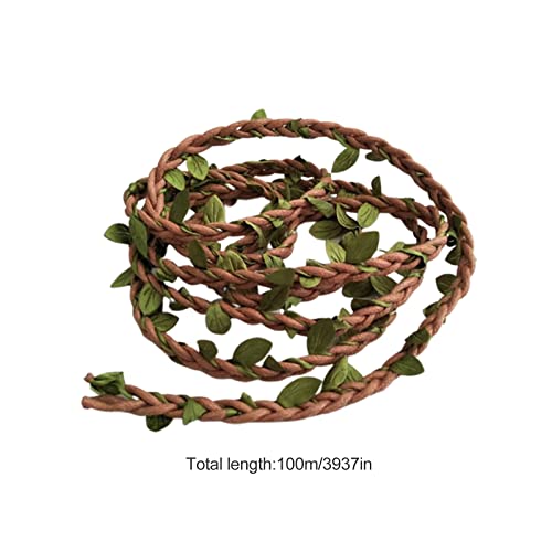 Fofetbfo Nastro di iuta con foglie verdi, 100 m