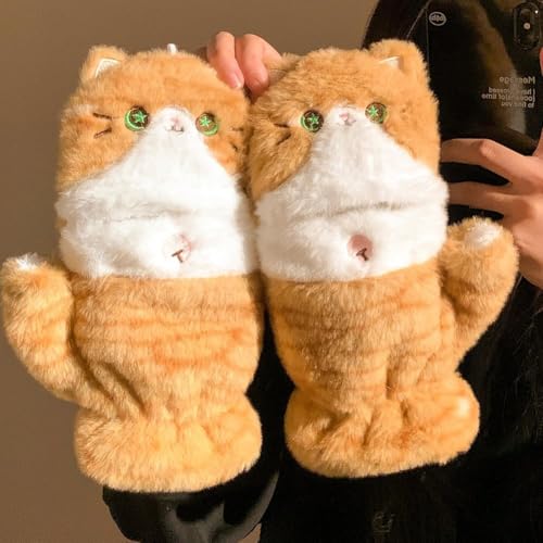 Bufandas y guantes de gato para invierno con forro polar 3