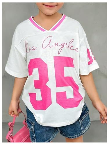 SOLY HUX Toddler Girl's Y2k Jersey Shirt Number Graphic Tees V Neck Short Sleeve Loose Summer Tops3