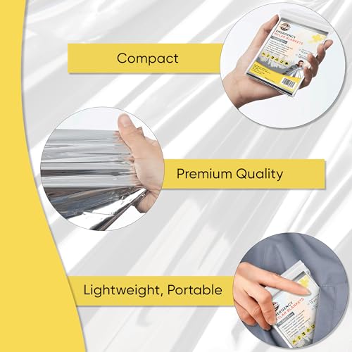Image of Emergency Mylar Blankets 130*210 Cm Large Reusable Thermal Space Blanket Survival Rescue Insulating Reflective foil kit Outdoors Hiking Camping Blanket First Aid Car Emergency Kit Pack of 50