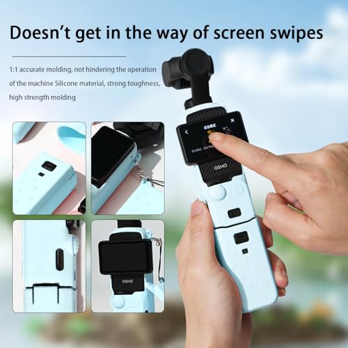 XFSRG 6 Stück Osmo Pocket 3 Zubehör Objektivschutz Kratzfest Silikon Schutzhülle Displayschutzfolie für DJI Osmo Pocket 3 Creator Combo Accessories(Blau)