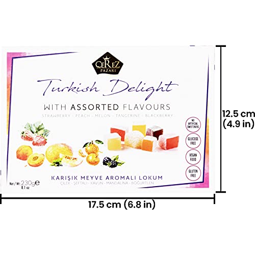 Çerez Pazarı Cerez Pazari Turkish Delights Candy With Assorted Mix Flavours 8.1 Oz Vegan Fruit Snacks Gift Box thumb #6