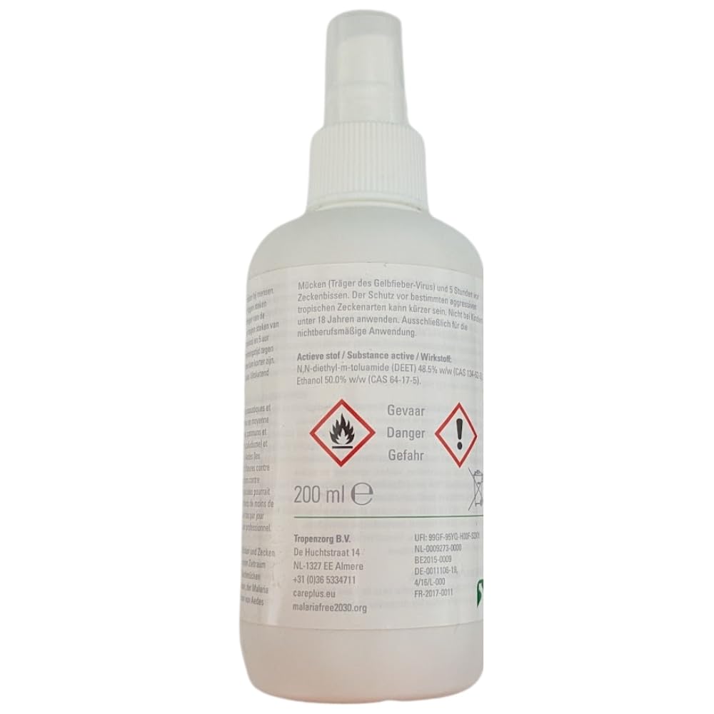 Care Plus DEET 50% Biozid Mückenspray Doppelpack 2x200 ml - Insektenschutz Mücken und Zecken - bis 10h - EU-Zulassung DE-0011106-19 / BAuA N-33085 - Reise Outdoor Tropen