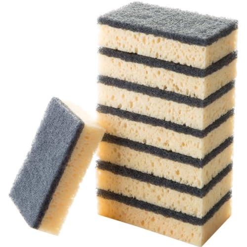 Image of Kitchen Cleaning Sponge Wipe 8Pcs Durable High Density Sponges for Effective Dish Washing Scrubbing Kitchenware Glass and Car Cleaning