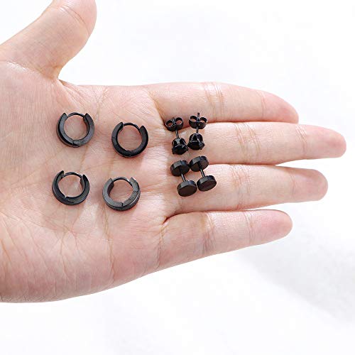 Jstyle 12 Pairs Stainless Steel Cz Stud Earrings For Women Mens Huggie Hoop Earrings Set #TOP5