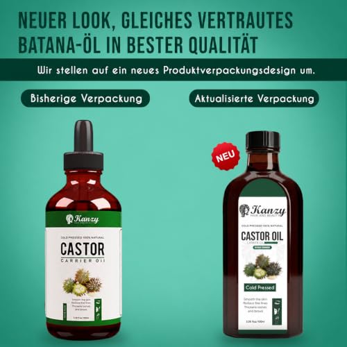 Kanzy Rizinusöl Kaltgepresst 100ml, Castor Oil for Hair Growth Natürlich Rizinus Öl für Körper, Haare, Nägel, Wimpern, Augenbrauen – Ansicht 2