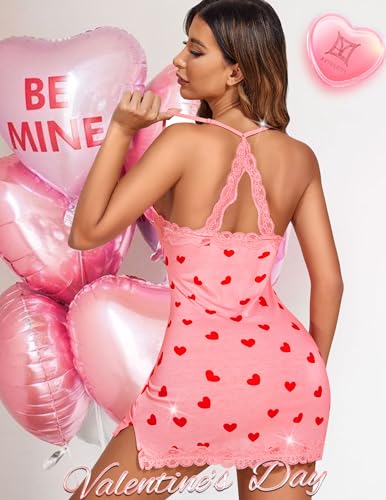 Image of Avidlove Womens Nightgown Sexy Lace Sleepwear V Neck Full Slip Chemise Lingerie Cotton Night Gowns Babydoll Sleepshirt