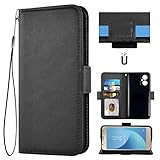 Auotu PU Leder Flip Mit Kamera Schutz Brieftasche Handyhülle Lederhülle Cover Tasche Hülle Hülle Etui für Blackview A52 / Blackview A52 Pro Smartphone (Schwarz)