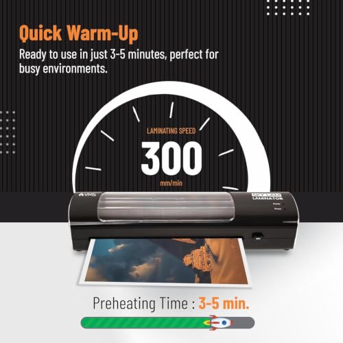 Image of VMS Skylam A4 Lamination Machine | Hot Lamination | 3-5 Min Warm-Up | Transparent Window | Jam Release Button | Photos, ID Cards, Documents & Certificates