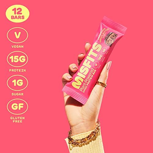 Misfits Vegan Protein Bar, Cookie Butter, Plant Based Chocolate Protein Bars, High Protein Snacks With 15G Per Bar, Low Sugar, Low Carb, Gluten Free, Dairy Free, High Fiber, Non Gmo, Cookie Butter Flavor 12 Pack #TOP2