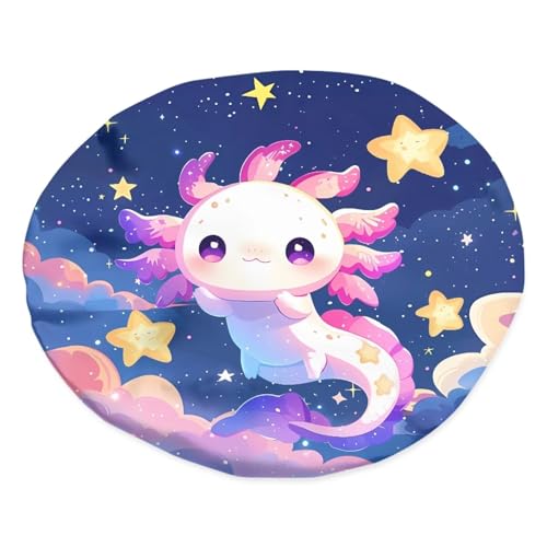 Image of Pink Cute Axolotl Print Kids Satin Bonnet Sleep Cap Boys Girls Sleeping Hat Beanie for Toddler Children Baby Elastic Band Hair Cover Curly Hair Cap Soft Comfy