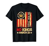 No Kings March 28 2026 No Kings Day US Flag Vintage T-Shirt