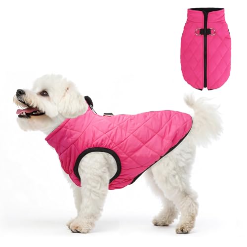 Image of SCENEREAL Dog Winter Coat for Small & Medium Dogs | Warm Dog Jacket with Built-in Harness, Waterproof Cold Weather Coat with Zipper, Fleece Puffer Vest Windproof Snow Clothes
