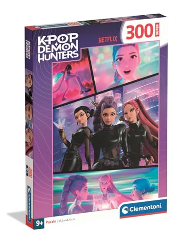 Clementoni – Puzzle 300 pièces Super K-Pop Demon Hunters – Dès 9 Ans – Grand Format 48,5 x 33,5 cm – Idée Cadeau Jeu de société