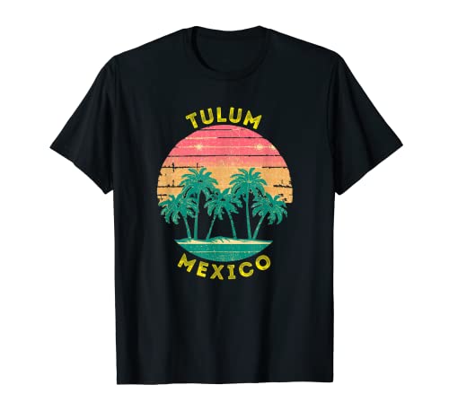 Palmera retro Tulum para recuerdo de vacaciones Camiseta