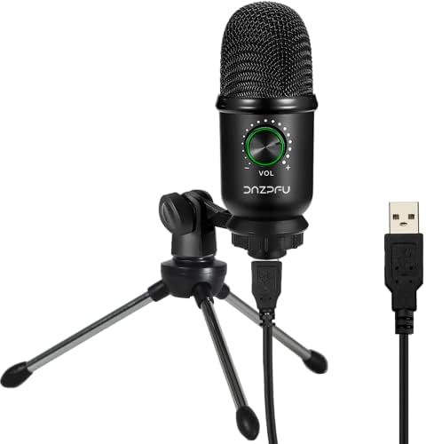 USB Microphone, Metal Condenser Recording Microphone for Laptop MAC, PS4 or Windows Cardioid Studio Recording Vocals, Voice Overs, Streaming Broadcast and YouTube Videos, with Monitor Headphone Jack