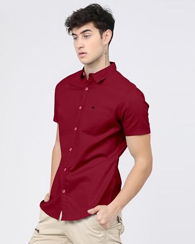 Image of BRUCEWANE Men's 100% Cotton Half Sleeve Shirt