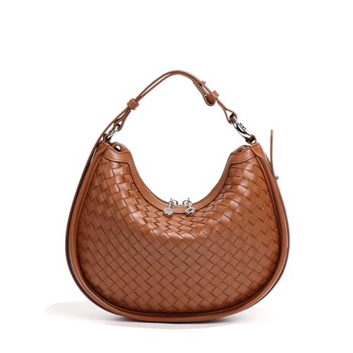 Leather Crescent Bag - Woven Tote & Hobo Handbags - Satchel Bag