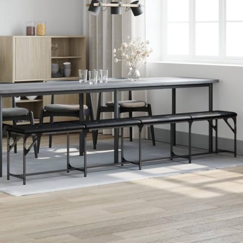 sephironlbb Banco de comedor negro, 248 x 32 x 45 cm, acero con recubrimiento en polvo y cojín de piel sintética, para comedor, cocina, para comedor y pasillo, ahorra espacio y es estable
