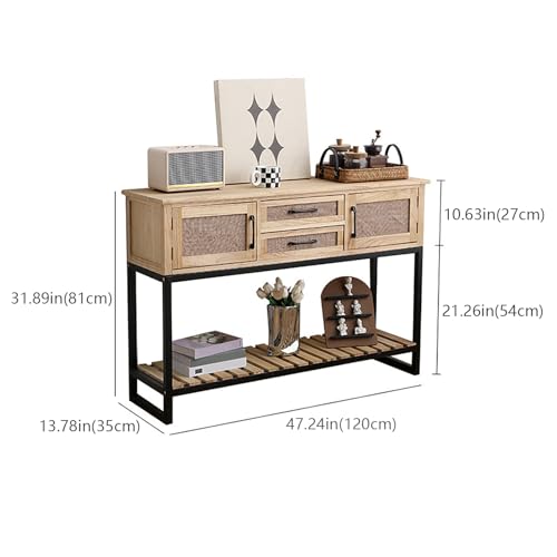 Mesa consola de madera con cajones y un armario rústico de dos capas para el pasillo estrecho 4