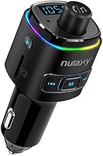 Nulaxy Bluetooth FM Transmitter for Car, 7 Color LED Backlit Bluetooth Car Adapter